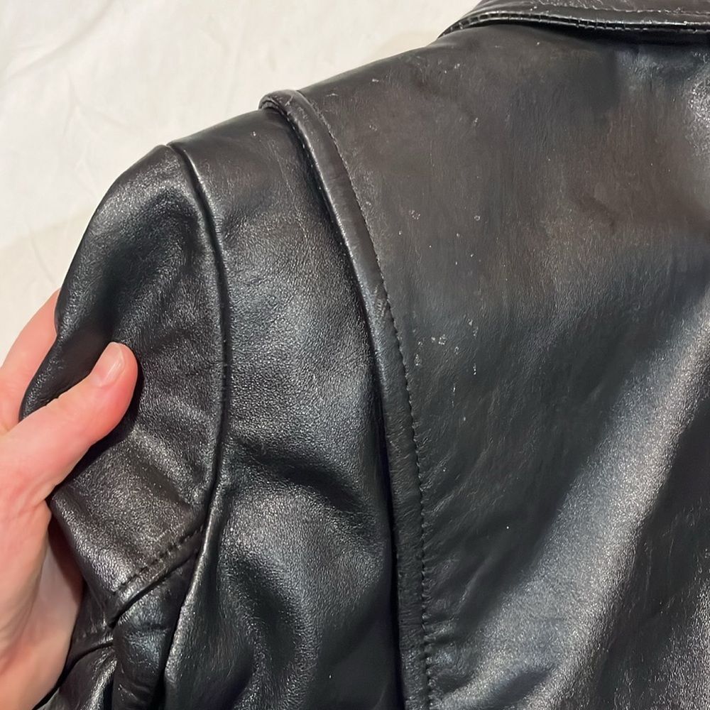 Vintage Espirt Black 100% Leather Bomber Motorcycle Jacket Small - Picture 6 of 10